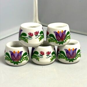 Funny‎ Design Mini Candle Holders Set of 5 Floral Porcelain West Germany Flower